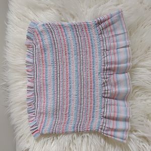 100% Cotton Crop Tube Top Cotton Candy LA Striped Medium Smocked